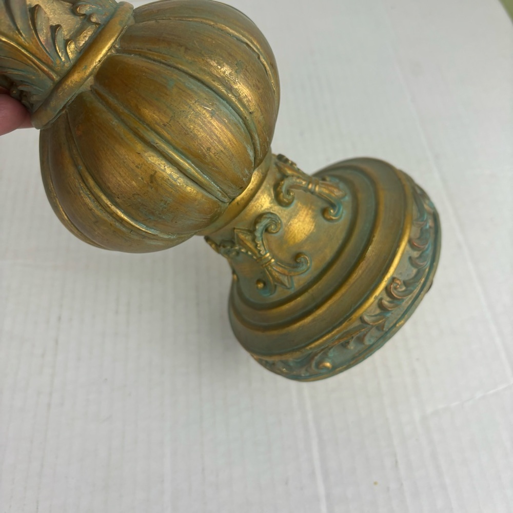 Decorative Resin Finial in Gold Verdigris Finish - Picture 2 of 8